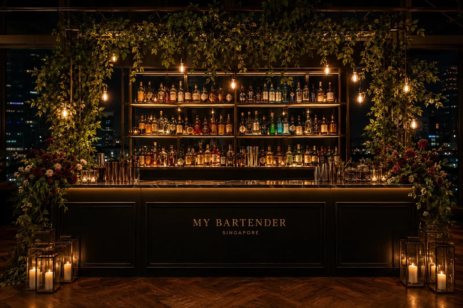 Premium cocktails served at an elegant Singapore event